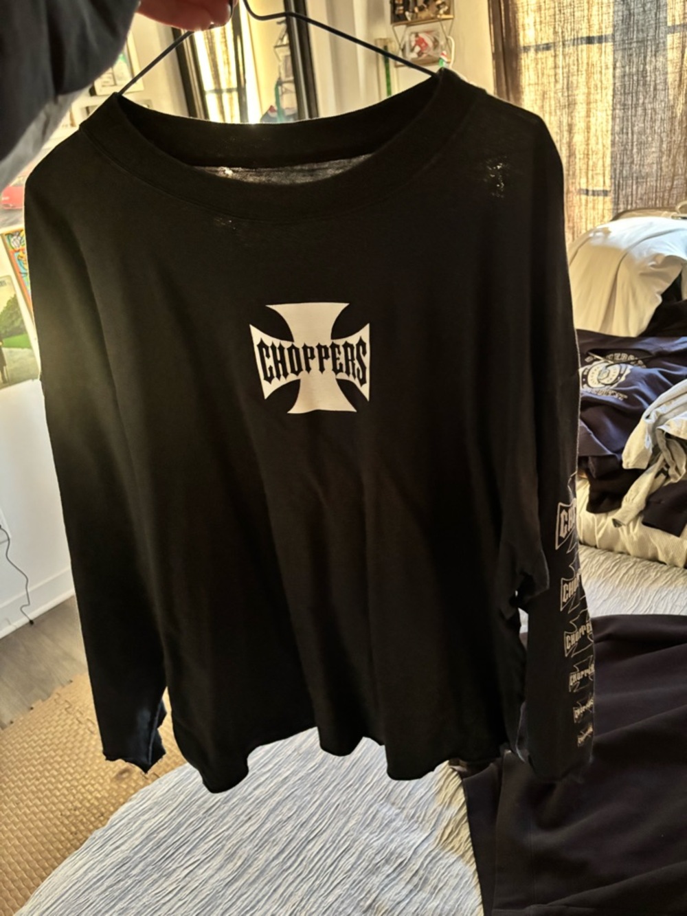 Choppers Black Long Sleeve Tee - Graphic Chest & Sleeve Print